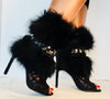 THE JACQUE GLAMMIE shown in Black Feather Fur/Smoke Crystals